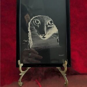 VTG Black and White Cat and Mouse Art Signed by Droguett 1978
